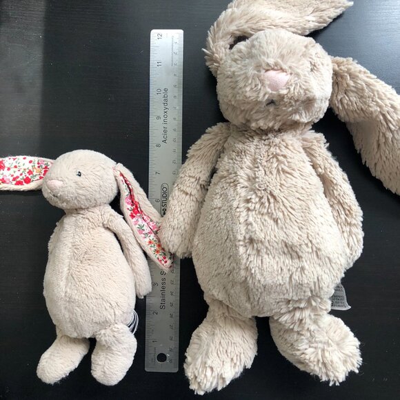2 Jellycat London 12"&8" Mom&Kid Bunny Rabbit Plush Stuffed Animal Soft Tan - Picture 5 of 7